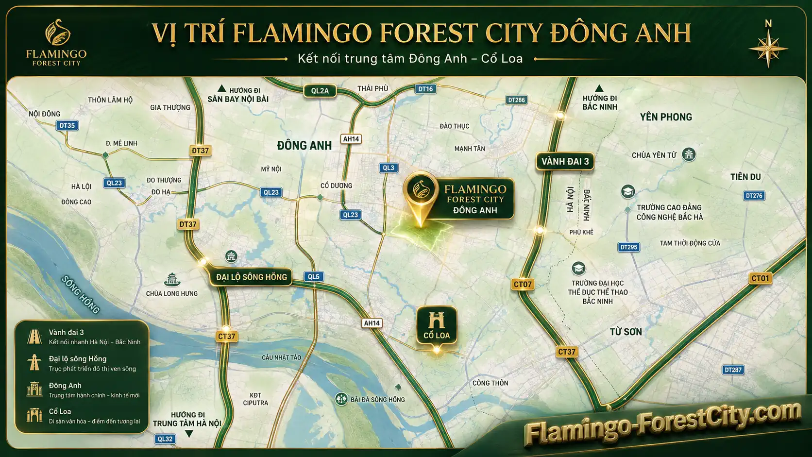 Bản đồ giao thông Flamingo Forest City Đông Anh